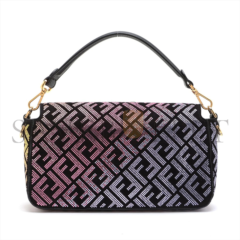 F**di x versace mamma bucket leather x rhinestone shoulder bag black (27*15*6cm)